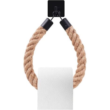 Porte papier toilette avec ficelle et crochet collant, déco salle de bain vintage, accessoires salle de bain (1/5)