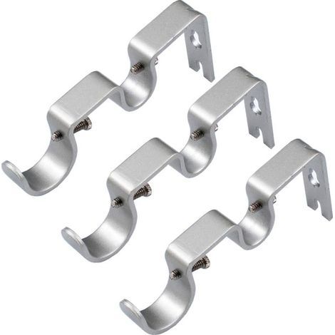 AIDUCHO Support De Tringle À Rideau Robuste Support De Tringle Double Tringle De 1 "Et 5/8", Non Réglable, Ensemble De 3.-Argent (1/5)