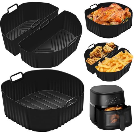 Silikonform für Heißluftfritteuse, 3 Stück, Airfryer Zubehör, wiederverwendbar, spülmaschinenfest