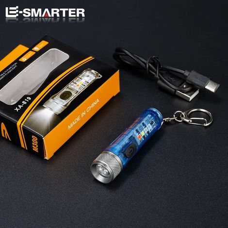 Mini lampe porte-clés LED - Petite lampe torche EDC - 10 modes - Étanche - Camping - Avertissement - Lumière forte (1/4)