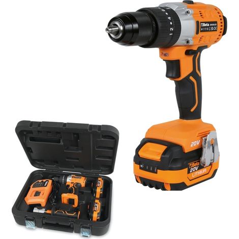 Kit de perceuse à percussion sans balais 20V avec 2 batteries de 4 Ah et chargeur, 80 Nm, mandrin de 13 mm, LED intégrée, étui rigide (1/5)