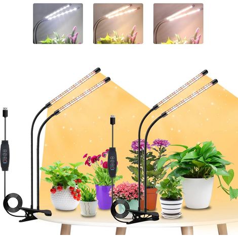 Lampe de Croissance JZK 2 Tubes Spectre Complet Minuterie Réglable LED Horticole Intérieure Noire 60LED 5V pour Plantes (1/4)