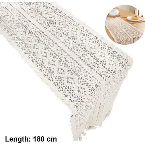 24180cm Cotton Tooth Table Runner with Tassels Rustic White Macrame Table Runners for Wedding Home Dining Table Decoration (1/5)