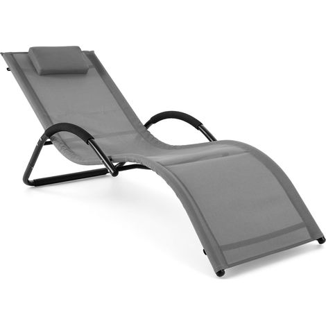 COSTWAY Lettino Sedia Prendisole Relax Lettura Spiaggia Giardino Esterno Con Poggiatesta Schienale Braccioli In Metllo Tessuto Ergonomica Sedia Sdraio Poltron (1/5)