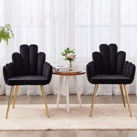 Wahson Set di 2 Sedie da Pranzo in Velluto Sedie da Cucina, con Gambe in Metallo da pranzo sedie cucina moderna  imbottite per pranzo, Nero