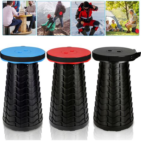 Randaco Sgabello portatile pieghevole Generazione retrattile sgabello da campeggio per la pesca/BBQ/attività all'aperto 150kg carico, blu