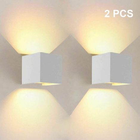 2 Pcs Blanc 10w Led Applique Murale Interieur Up And Down Lampe Murale Blanc Chaud, Angle De Faisceau Rglable Pour Maison,couloir Salon,chambre  C