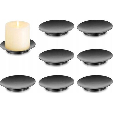Candelabro decorativo de metal negro para velas, juego de 8 platos. (1/3)