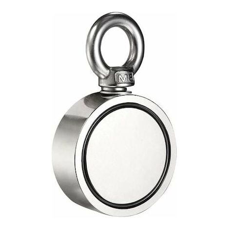 Magnet de pescuit dublu fata, 60mm, forta de tragere 300kg, argintiu (1/5)
