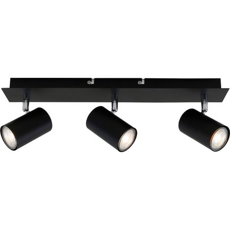 Deckenlampe schwenkbar, GU10 Fassung, max. 40 Watt, Deckenstrahler 3-flammig, Wohnzimmerlampe, Schlafzimmerlampe, Küchenlampe, 45x8x12,3 cm, Schwarz