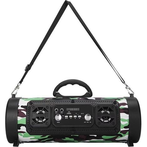 Altoparlante Bluetooth portatile, altoparlante wireless da 3000 mAh con subwoofer, potenza di 15 W, altoparlante Bluetooth con radio FM e doppio microfono per uso domestico e all'aperto (verde) (1/5)