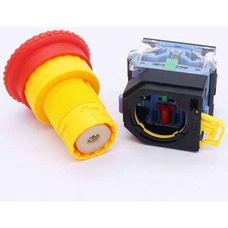 Interrupteur A Bouton-Poussoir - Arret Durgence Champignon Rouge - 440 V AC 10 A NO NC - Montage Sur Panneau 22 mm - 1 Unite (1/5)