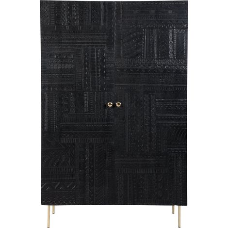 Armoire gravée en bois noir et métal doré - CHIMANE (1/5)