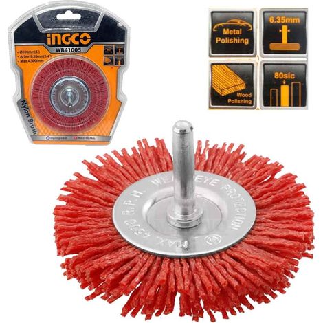 SPAZZOLA CIRCOLARE PRO. CON FILO ONDULATO NYLON 100MM INGCO (1/4)