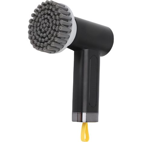 Brosse à récurer rotative électrique sans fil 2 vitesses avec 3 brosses de rechange pour salle de bain cuisine carrelage vitre sol noir ABS (1/5)