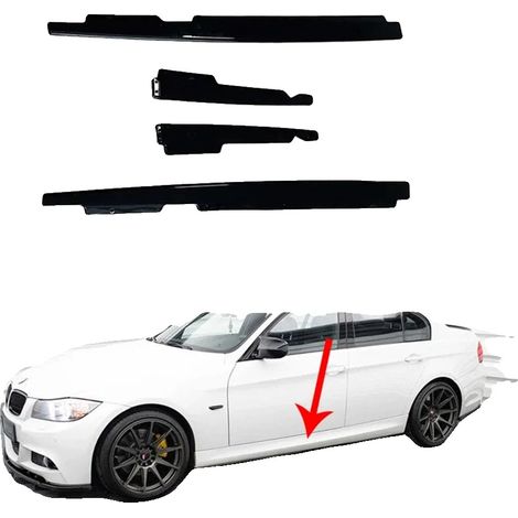 Paneles laterales inferiores para coche, ABS de alta calidad, negro brillante, 4 piezas, compatibles con modelos de 4 puertas 2005-2013, completamente nuevos. (1/5)