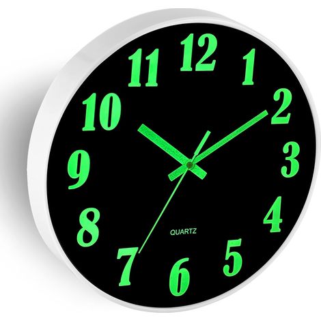 12 Zoll große leuchtende Wanduhr mit leuchtenden Zahlen, geräuschlose Wanduhr, kein tickendes Geräusch, batteriebetriebene runde Uhr, geräuschlose Hängeuhr für Wohnzimmer