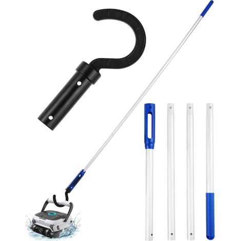 Crochet récupération robot piscine - Perche télescopique 63.8" aluminium inox - Nettoyeur piscine (1/5)