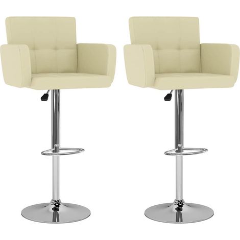 Barhocker 2 Stk. Creme Kunstleder