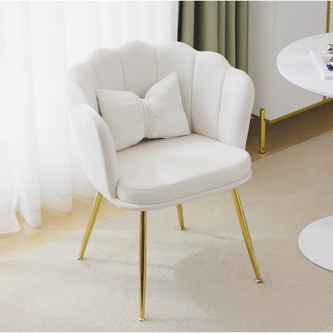 Fauteuil en velours 63x58x77 cm beige, moderne et confortable pour salon FloraGrace (1/5)