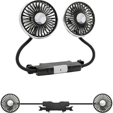 Ventilador para coche, diseño de doble cabezal, rotación de 360°, ventilador de refrigeración (1/2)
