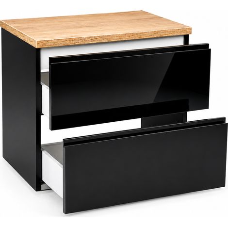 Mueble de baño de 60x50 cm, negro brillante, suspendido, con encimera Modus. (1/5)