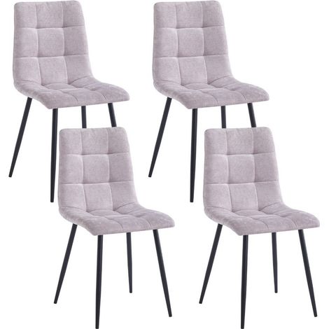 Set da 4 sedie trapuntate in tessuto grigio chiaro - Chris (1/5)