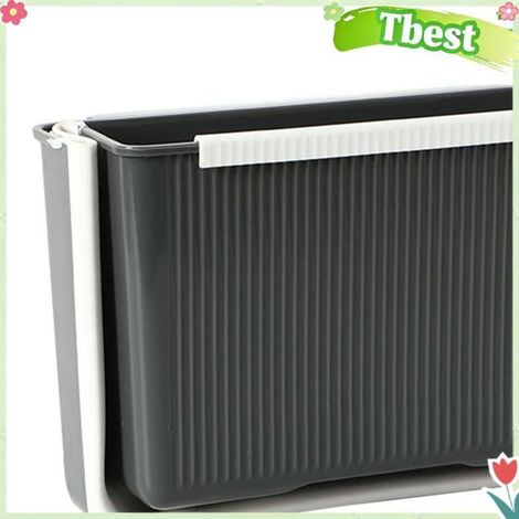 Tbest Poubelle pliante murale Poubelle murale pliante, forte capacité de , poubelle suspendue de cuisine de jardin support Grise (1/5)