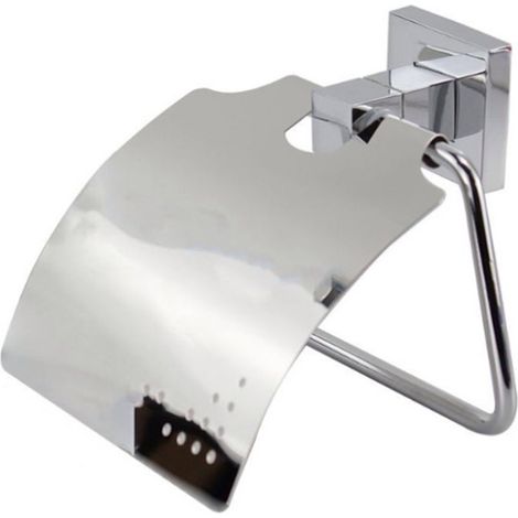 Porta rotolo per carta igienica da muro con coperchio basculante in acciaio fissaggio con viti o senza viti arredo bagno (1/5)