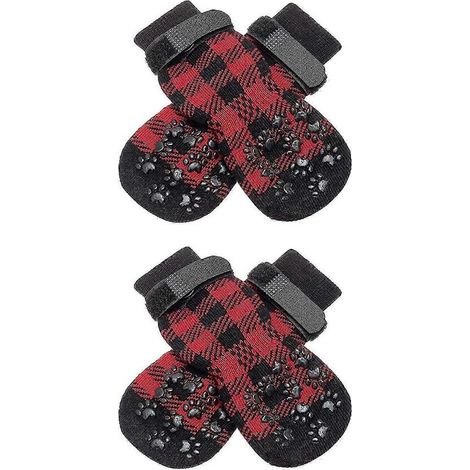 Chaussettes antidérapantes pour chien, chaussettes adhérentes avec sangles pour l'intérieur sur parquet, protection des pattes pour chiens de petite, moyenne et grande taille-L-Purple (1/5)