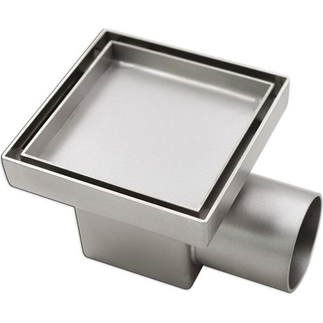 Edelstahl-Schachtabdeckung mit Siphon, Luxusausführung, quadratisch - kippbar