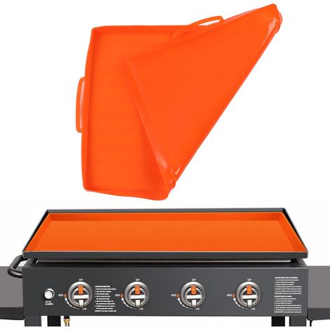 Silikon-Ofenmatte, schwarze Steinofenmatte, 22-Zoll-Version mit orangefarbenem Griff (1/5)