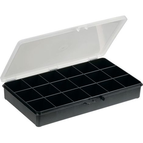Caja de clasificación L.271xP.173xH.41mm 18 compartimentos fijos Caja 18 (Por 12)