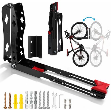 Relaxdays Bicycle Wall Mount, Swivelling, Vertical, No Lifting, HWD: 39x6.5x65.5 cm, up to 35 kg, Iron, Black (1/5)