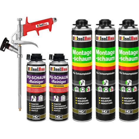 Pistolenschaum 3 x 750 ml + 1 Metall Schaumpistole + 2 Reiniger Bauschaum (1/5)