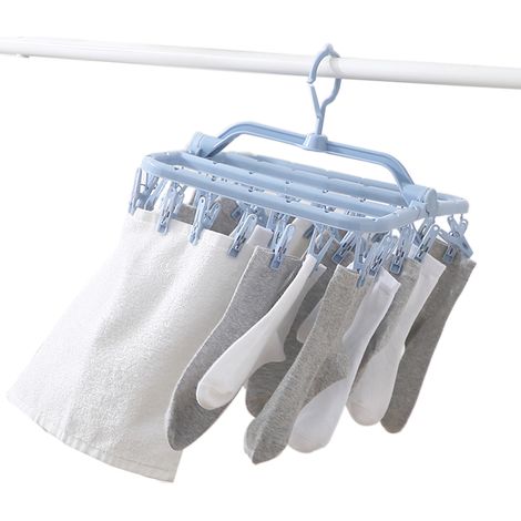 Cintre à vêtements 32 clips Cintre à chaussettes Cintre multifonctionnel pour la maison