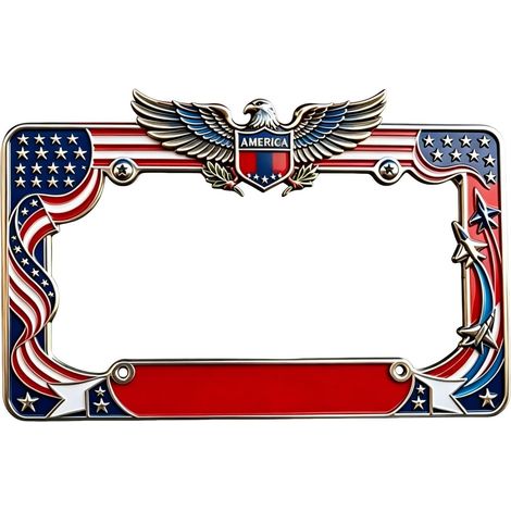 Cadre De D'Immatriculation Auto Support Métal Drapeau Américain Porte-s Pour Voiture Pour Camion SUV Pick-up Camping-car Trottinette Électrique Automobile Femme Homme (1/5)