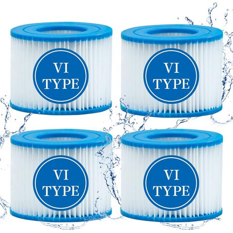 Pack of 4 replacement cartridges for spa and hot tub filters, type VI, for Coleman hot tub filters, for inflatable hot tub filters (1/5)