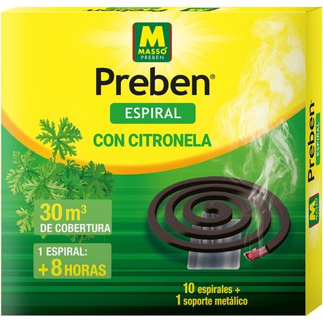Spirale antizanzare alla citronella, 10 spirali + 1 supporto