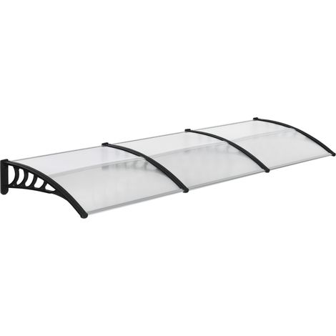 Tejadillo de Protección 303x96 cm Marquesina Exterior para Puertas y Ventanas contra Sol y Lluvia con Soporte de Aleación de Aluminio PP Policarbonato (1/5)