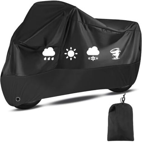 LaBlanc - Bâche de moto, 210D imperméable, résistante aux UV, housse de moto coupe-vent, bâche extérieure pour moto, scooter, cyclomoteur (245 cm x 105 cm x 125 cm) (1/5)
