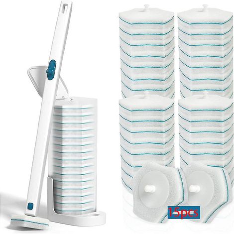 brosse De Toilette, Jetable Baguette De Toilette, Kit De Baguette De Toilette, Nettoyage De Brosse De Toilette Pour La Salle De Bain, 15 Recharges (1/5)