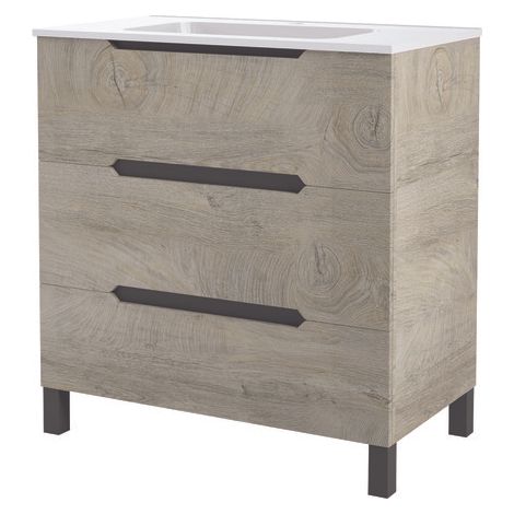 ONDEE - Mueble de baño ALASKA -80cm - Madera - 3 cajones (1/4)