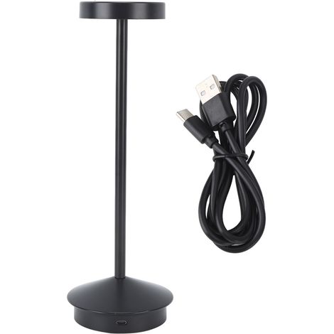 Ortviai Lampe de bureau LED rechargeable sans fil 2000 mAh, 3 températures de lumière et gradation continue, en métal noir (1/5)