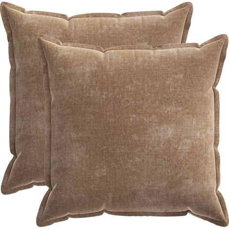 Housse de coussin 2 pc HOUTEN Marron 60 x 60 cm Tissu Chenille vidaXL (1/5)