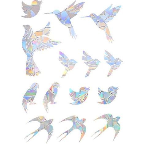 30 PCS Autocollants De Fenêtre Pour éviter Les Frappes D'oiseaux Autocollant Attrape-Soleil Coloré Autocollants D'oiseaux Non Adhésifs Autocollants De Fenêtre Papillon Réutilisables Colibri (1/4)