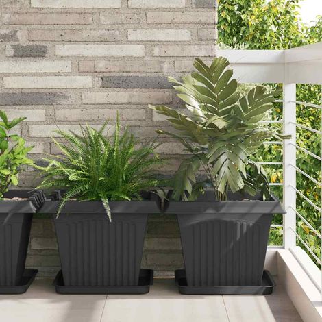 vidaXL Vasi per Piante 6 pcs Nero 43 x 43 x 33,5 cm Plastica