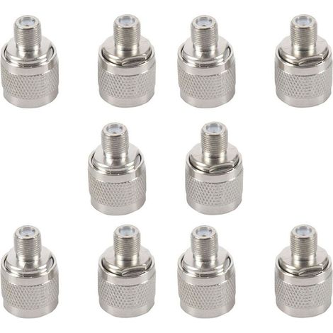 10 Stück N-Stecker auf F-Buchse HF-Koaxialadapter für drahtlose Antennen, Silber