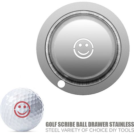 visage souriant Marqueur de ligne de golf en acier inoxydable, outil de marquage, stylo marqueur de motif à faire soi-même (1/5)