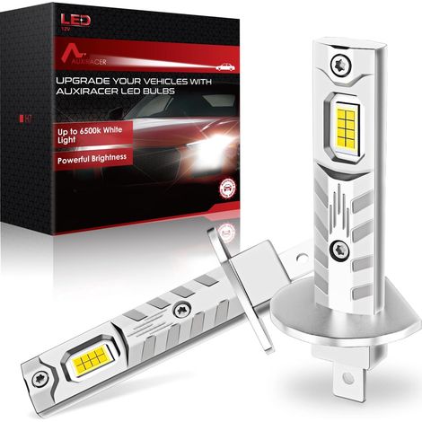 Ampoule H1 LED, 30000LM 6500K Blanc Froid, H1 LED de Phares Voiture Automobile 500% Luminosité, 1:1 Mini Taille, Plug and Play, 2 pièces (1/5)
